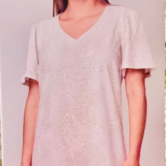 NWT Nicole Miller Original Ladies' White & Tan Pleat Hem Linen Blend Shirt Dress - Picture 13 of 14